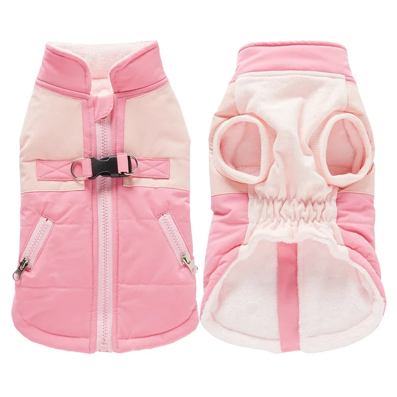 Waterproof Warm Dog Jacket Vest Winter Dog Clothes With Harness French-Bulldog Coat Pet Costume for Small Medium Dogs Chihuahua
