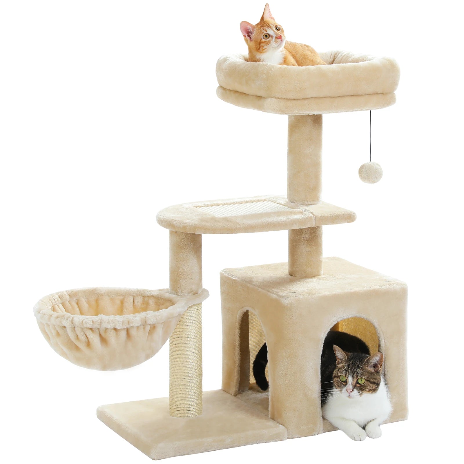 Small Grey Cat Tree with Multi-Level Play & Rest