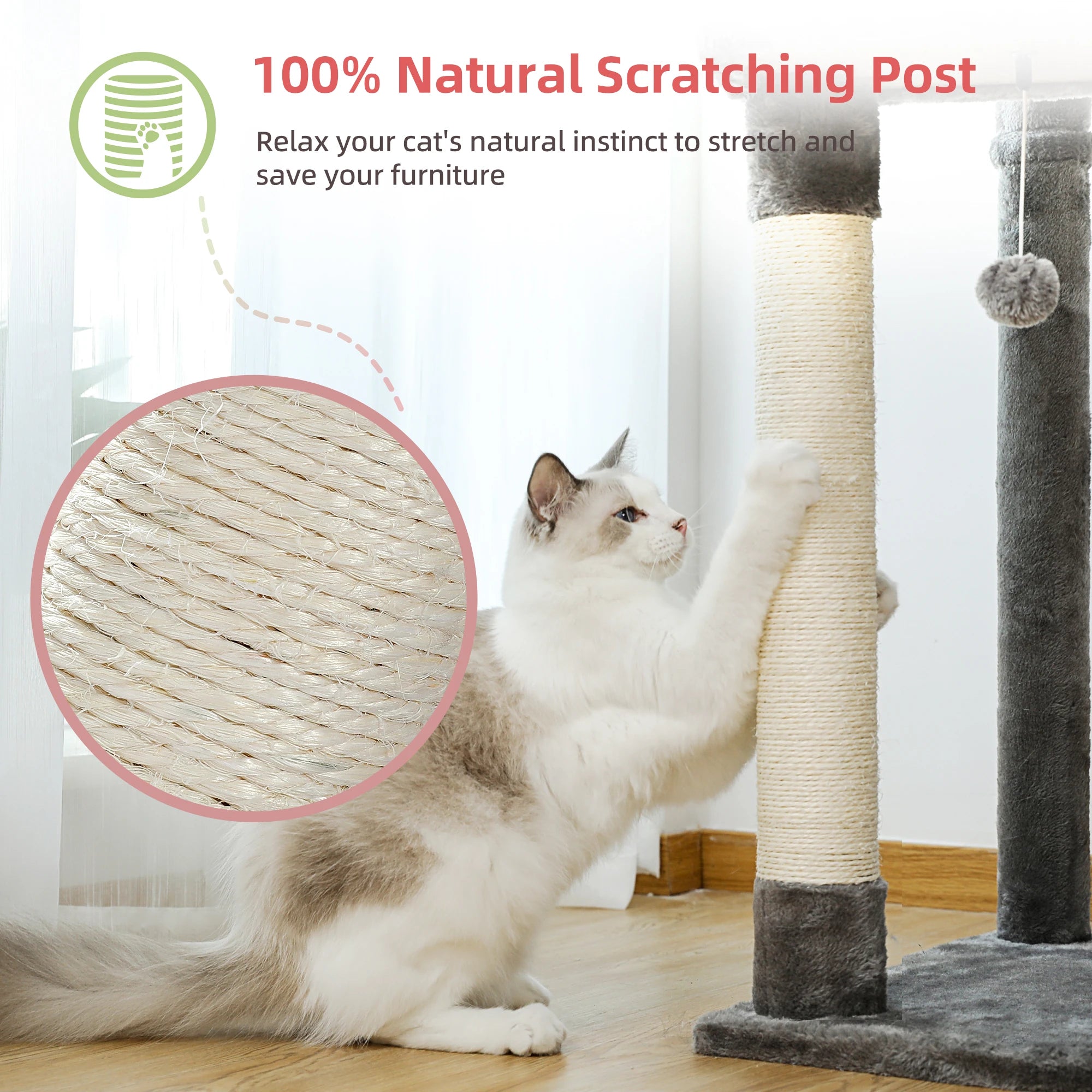Multi-Level Tall Cat Tree for Indoor Cats Floor to Ceiling Cat Tower with Scratching Posts Cozy Condo Hammock Cat Accessories