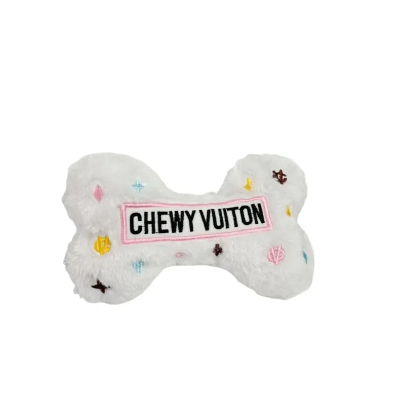Plush Pet Bone Chewy Vuiton Toy for Small Dogs & Cats