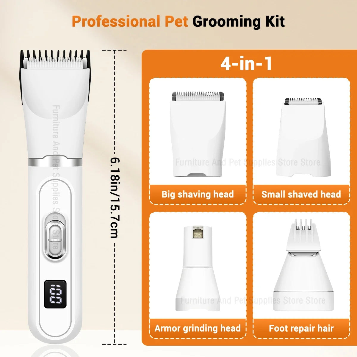Versatile Pet Clippers with Quiet Motor and Multiple