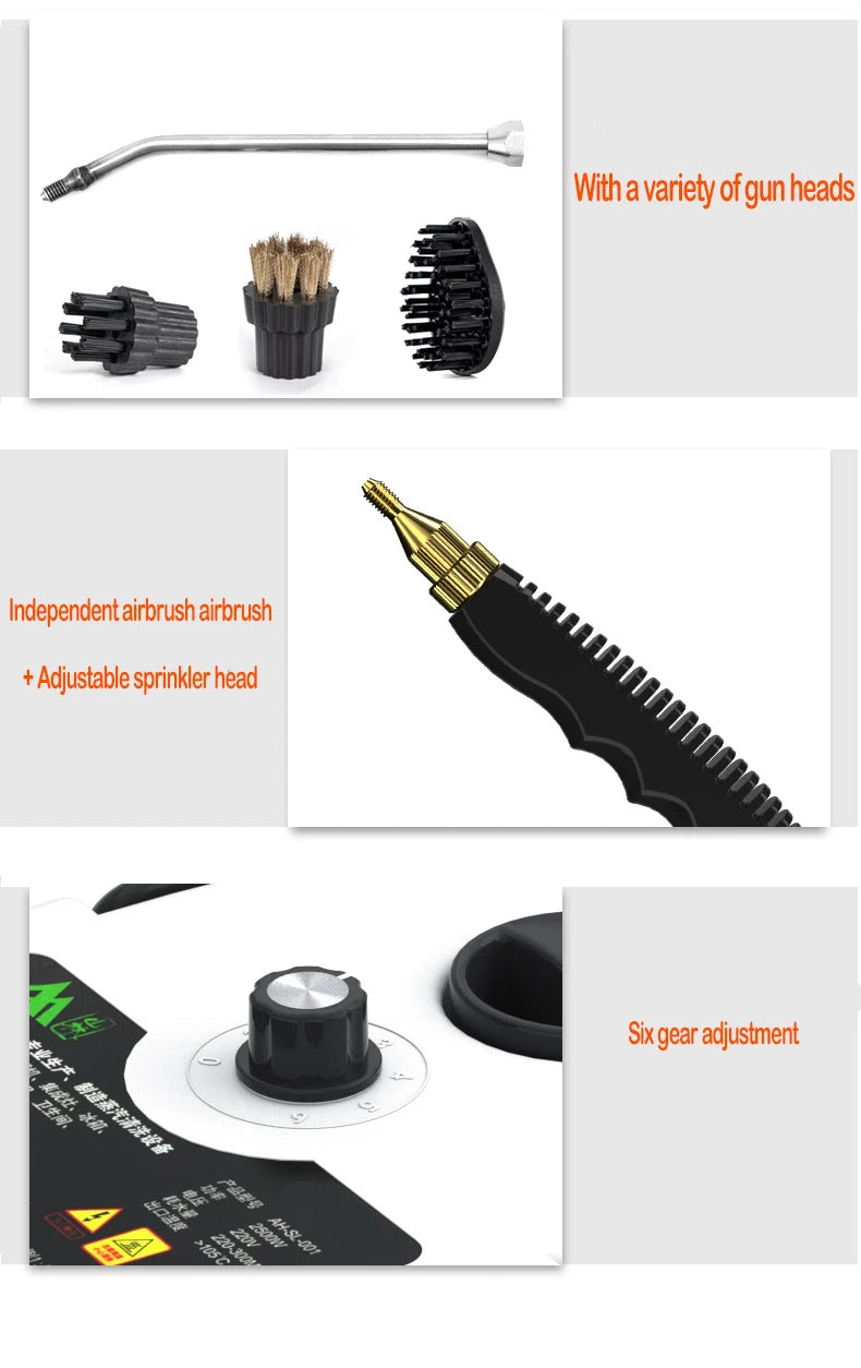 Powerful 2500W Steam Cleaner with Extended Hose