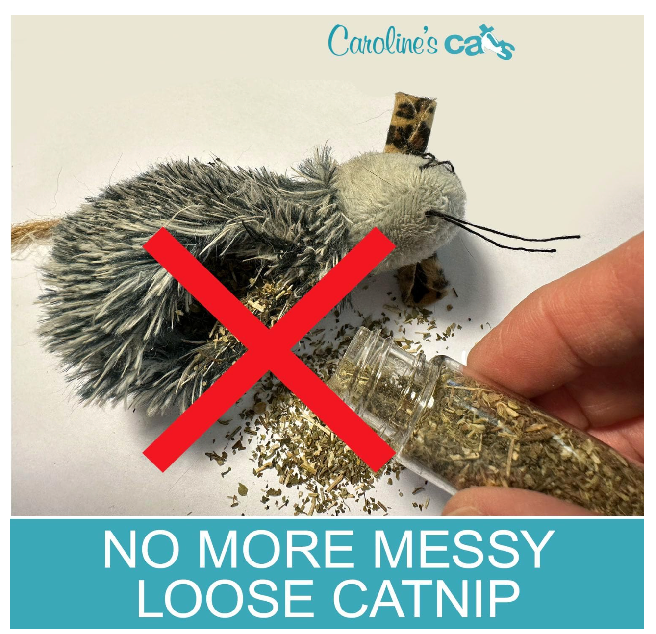 Caroline's Cats Organic Catnip Packets for Cat Toys – Refill Pouches for Flapping Bird, Flopping Fish, and More, 10 Tea Bags