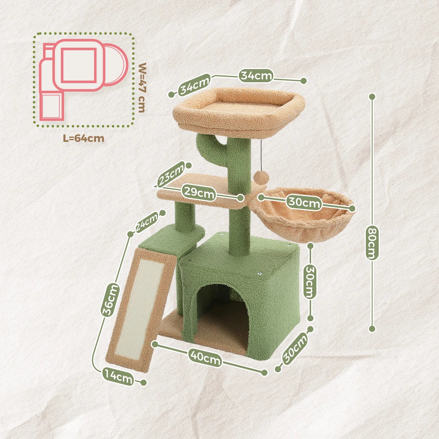 Small Grey Cat Tree with Multi-Level Play & Rest