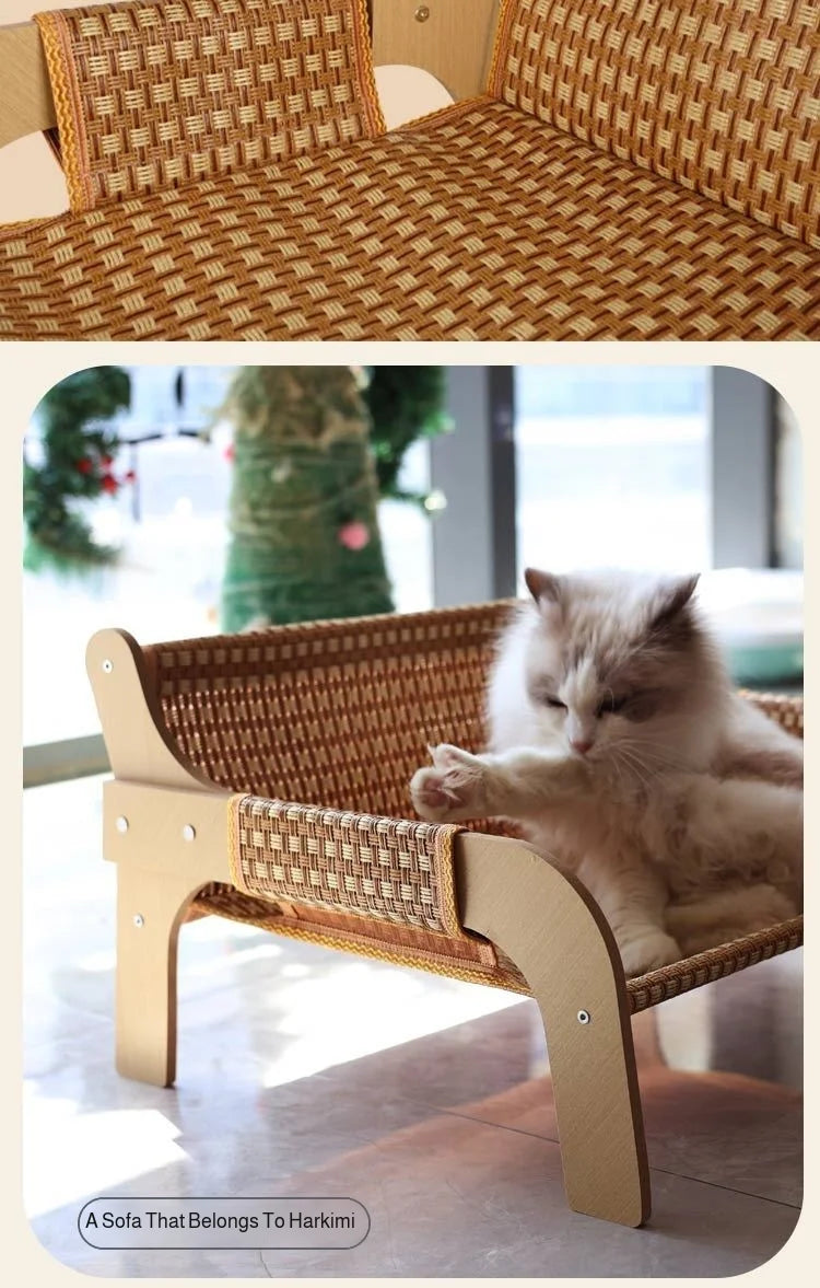 2-In-1 Summer Cat Sofa Rattan Mat Pet Sofa Cats And Dogs Universal Scratch-Resistant Pet Products