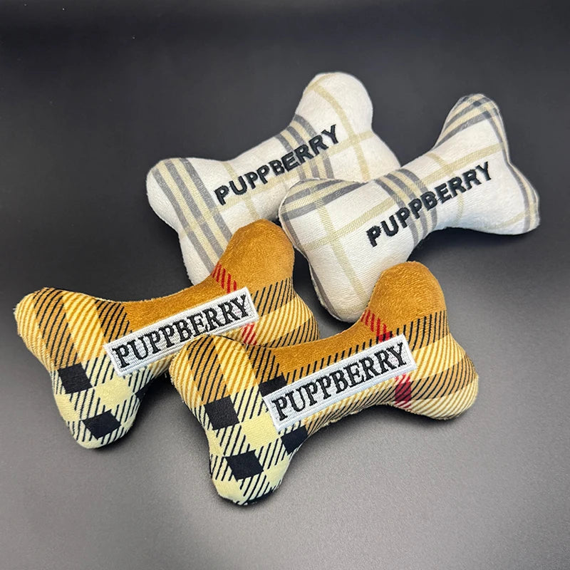 Durable Cute Bone Print Squeaky Plush Dog Chew Toys
