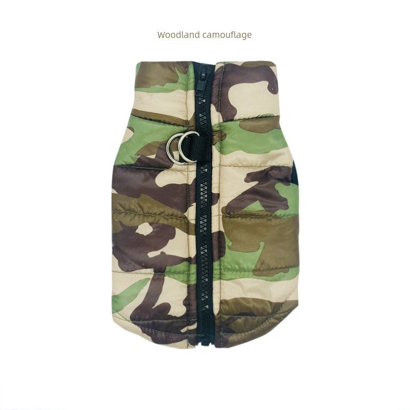 Pet Clothing Dog Clothes Camouflage Skull Butterfly Leopard Print Vest Cotton-Padded Jacket Autumn and Winter