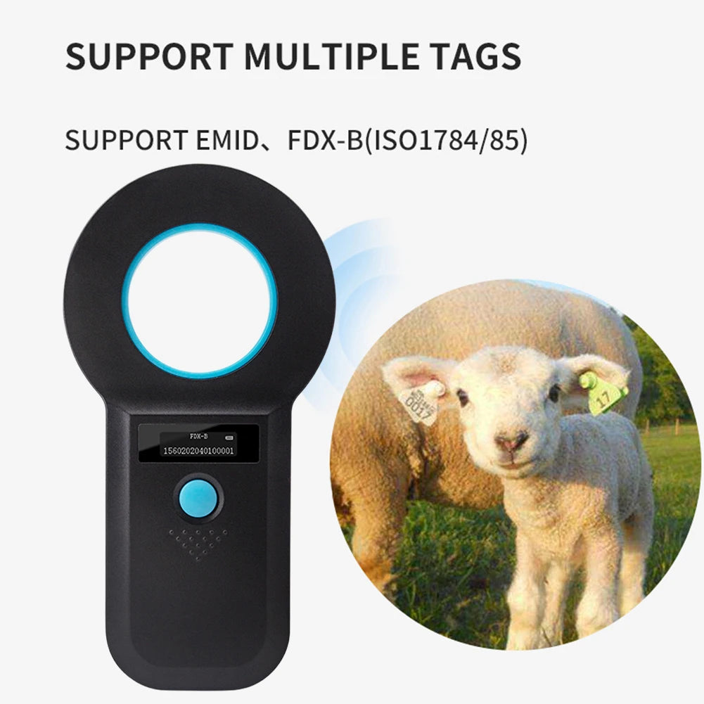 Handheld Pet Microchip Scanner Reader EMID FDX-B(ISO11784/85) Animal RFID EMID Reader Animal Chip Scanner for Cat Dog Pet Animal