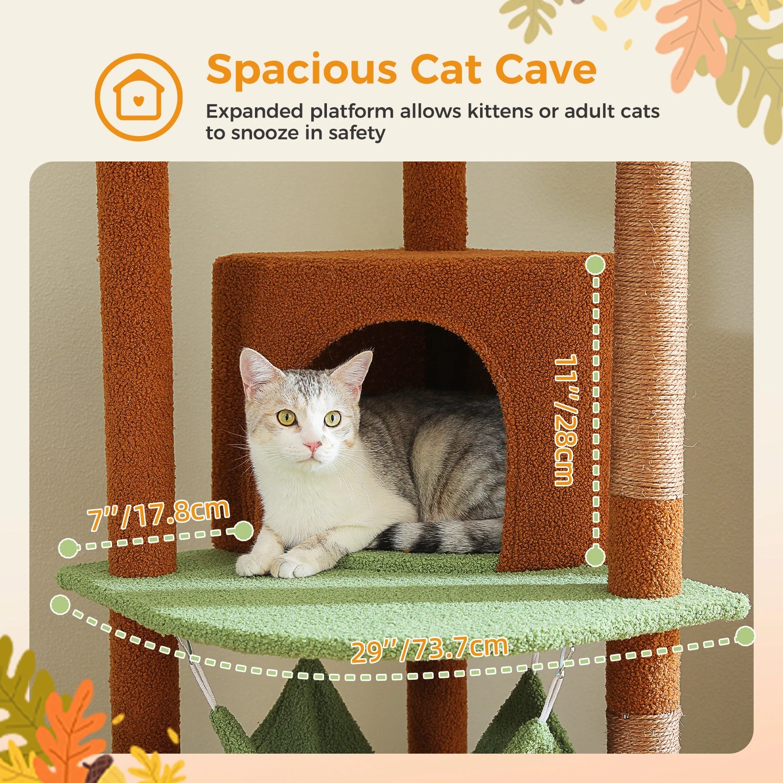 Multi-Level Tall Cat Tree for Indoor Cats Floor to Ceiling Cat Tower with Scratching Posts Cozy Condo Hammock Cat Accessories