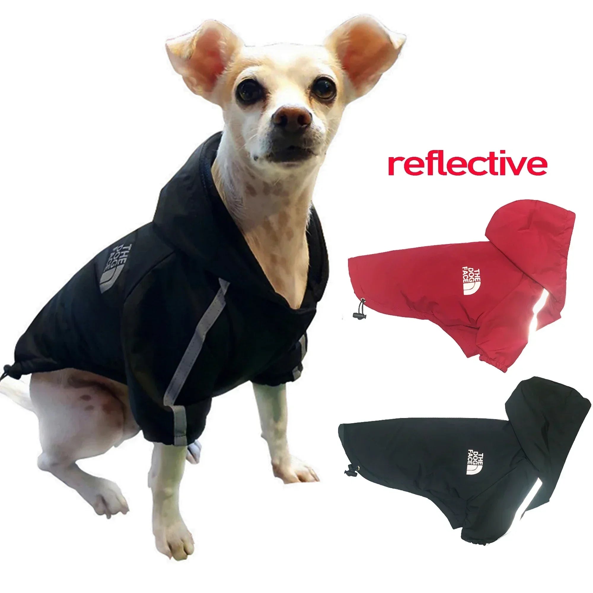Reflective Pet Clothes Autumn Winter Pet Dog Waterproof Warm Coat Cotton Hooded Jacket The Dog Face Small Dog Clothes Dog tuxedo