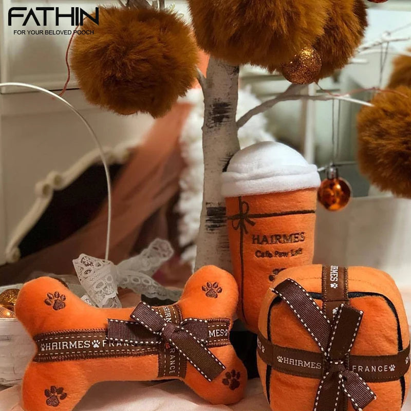 FATHIN Dog Plush Squeaky Beer Bottle Toy for Chewing