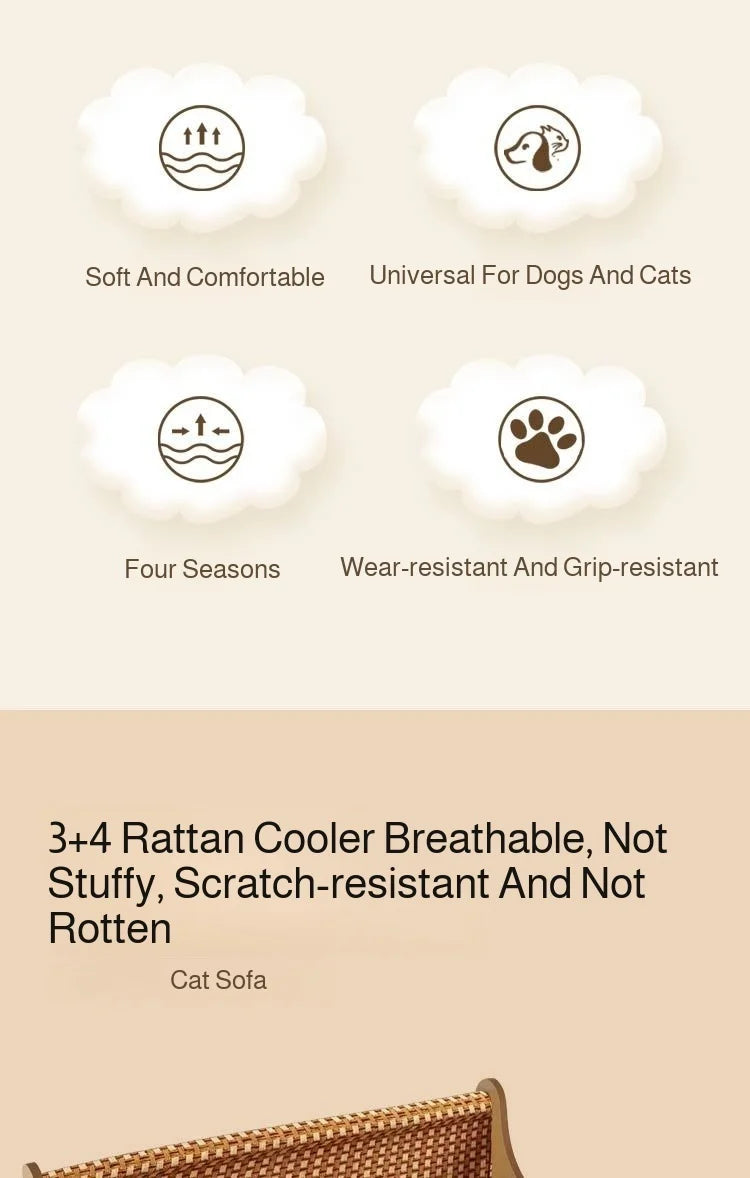 FatCat Rattan Bed - Durable 2-in-1 Lounging Sofa