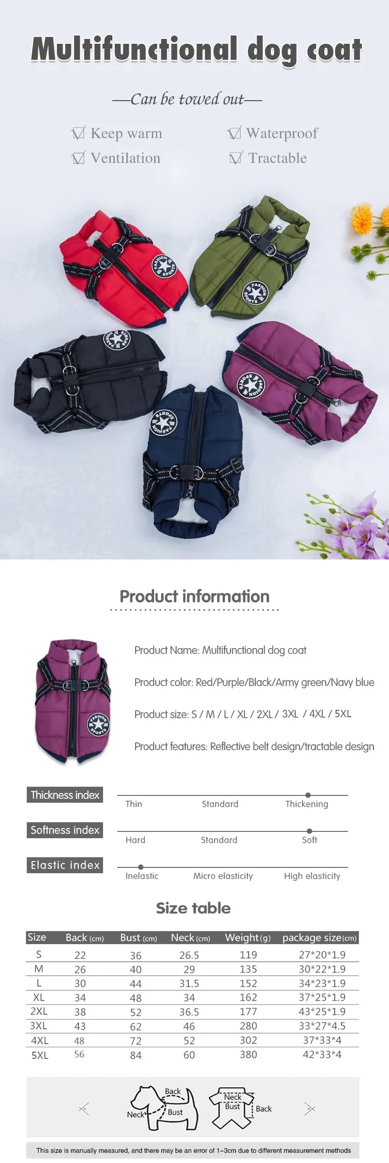 Harness Dog Coat L-XL