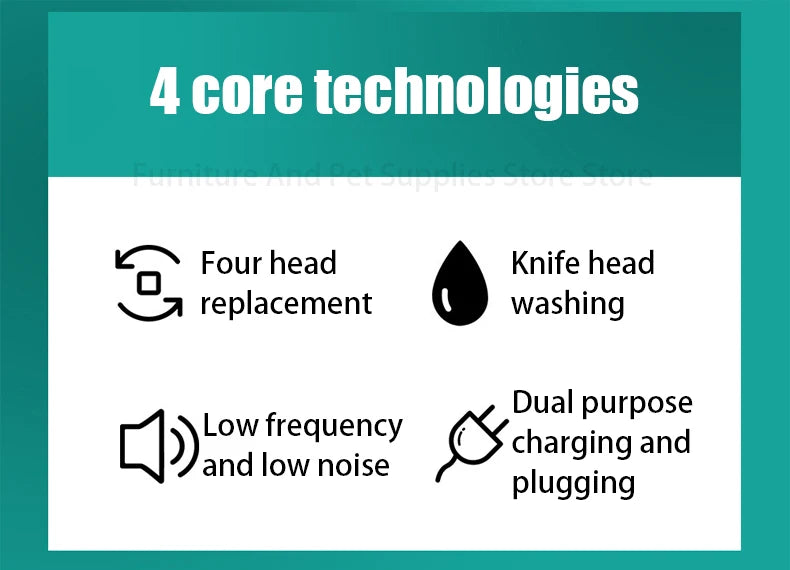 Silent USB Rechargeable Dog Hair Clippers with Four
