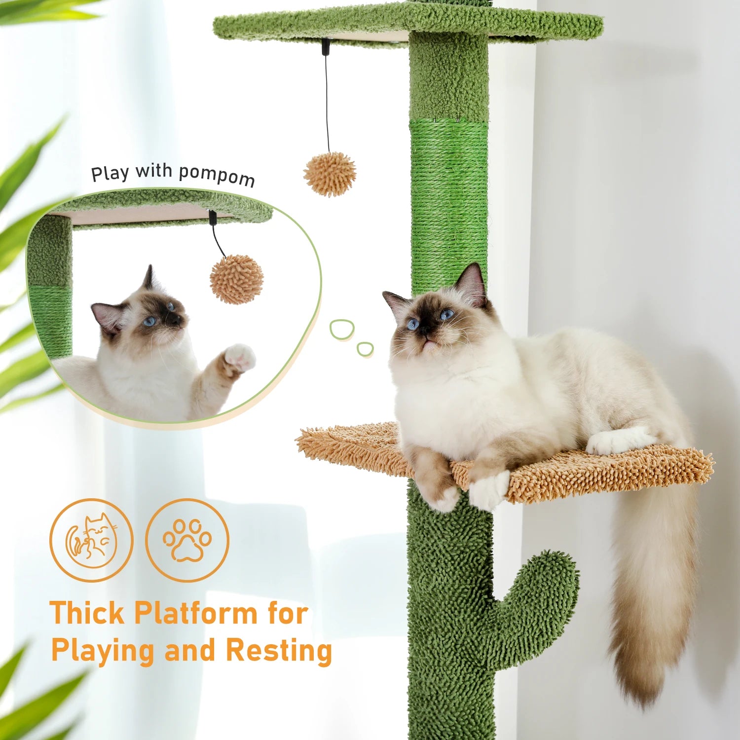 Cat Cactus Tree Tower with Plush Platforms