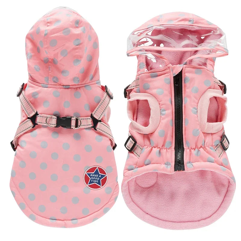 Waterproof Warm Dog Jacket Vest Winter Dog Clothes With Harness French-Bulldog Coat Pet Costume for Small Medium Dogs Chihuahua