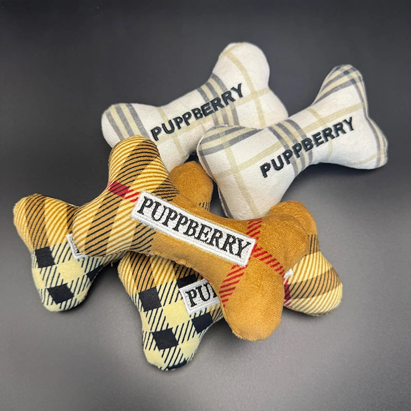 Durable Cute Bone Print Squeaky Plush Dog Chew Toys