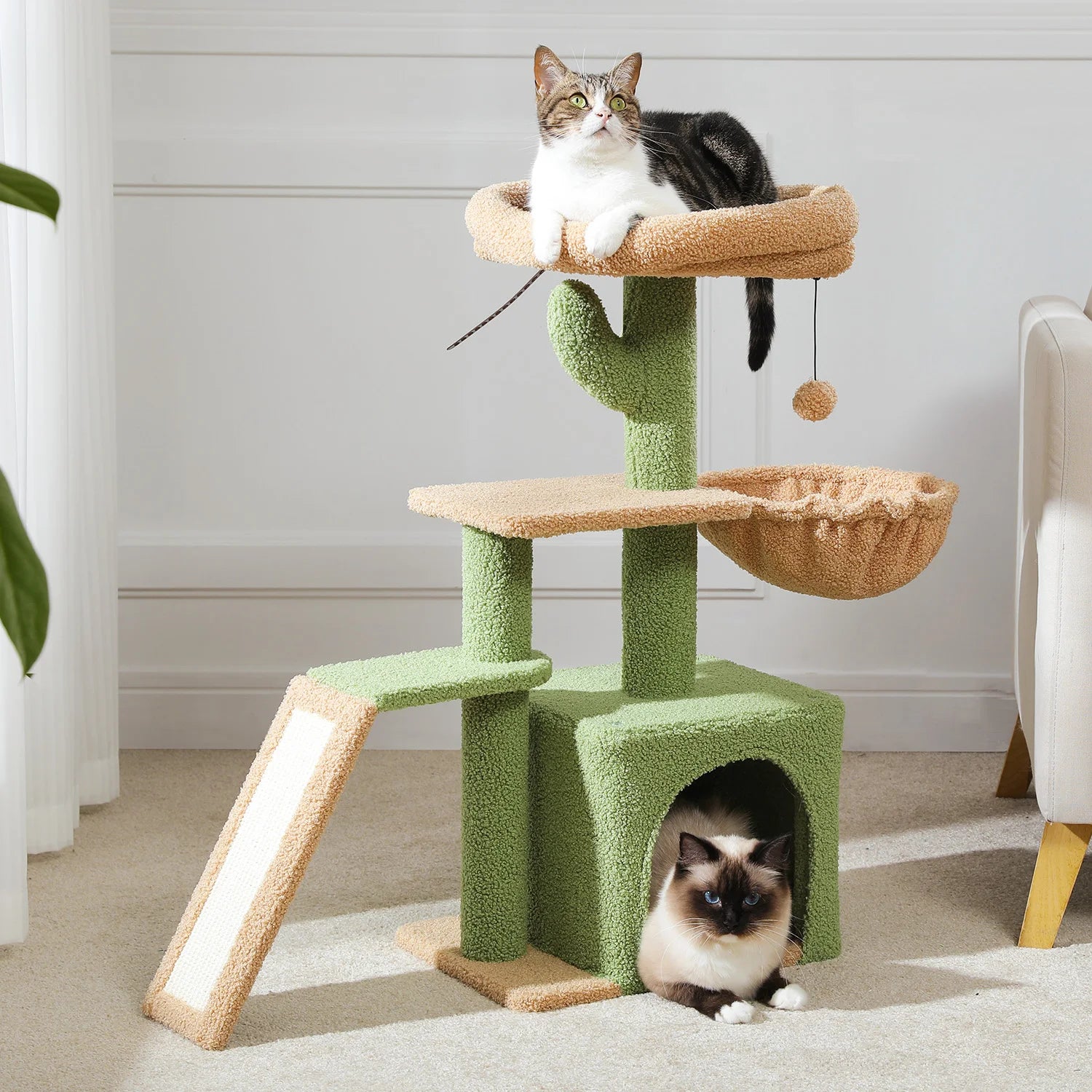 Small Grey Cat Tree with Multi-Level Play & Rest