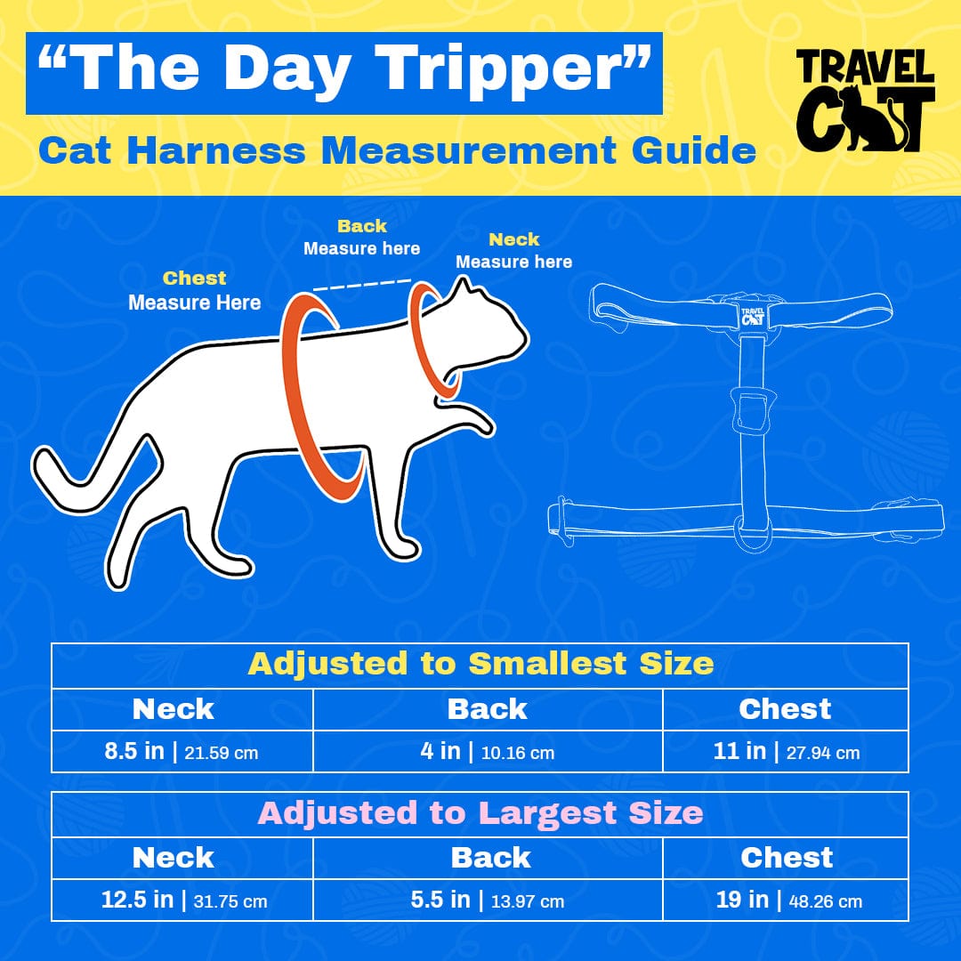 "The Day Tripper" Perfect Adjustable H-Style Cat Harness & Bungee Leash Set