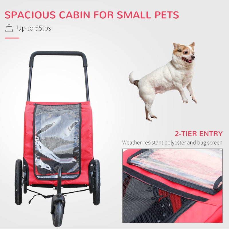 2-in-1, 3 Wheel Pet Jogging Stroller Bike Trailer