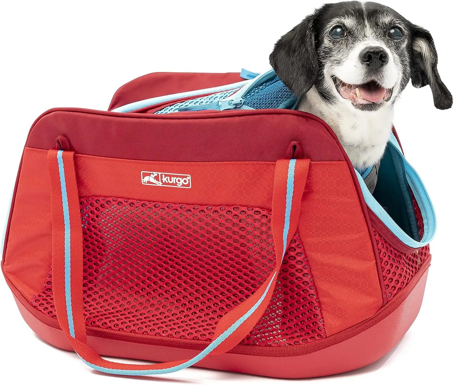 Explorer Dog Carrier - Comfortable Carrier for Travel - Water-Resistant Armorsole Base - Airline Compliant - Storage Pocket - for Cats & Small Dogs up to 20 Lb - Red/Blue