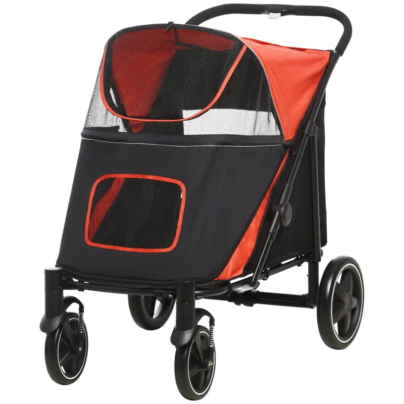 One-Click Foldable Stroller for Large Medium Small Dogs, Pet, Cats with Storage