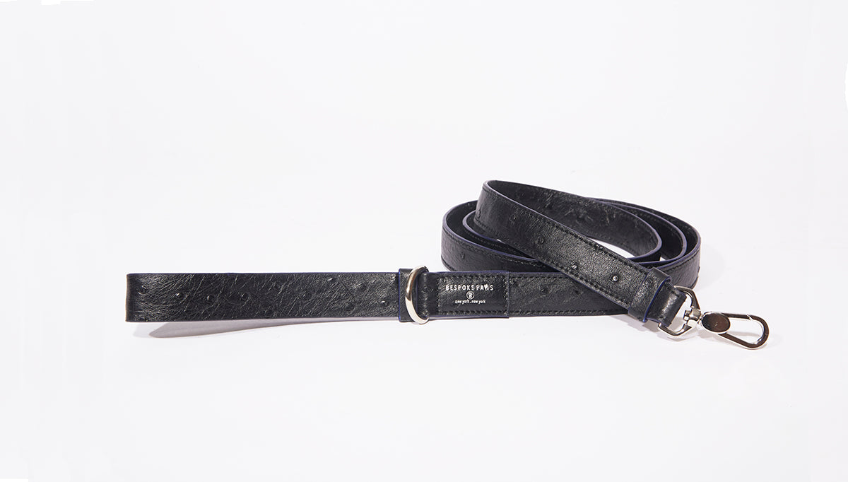 Dog Leash-Large, Black Ostrich