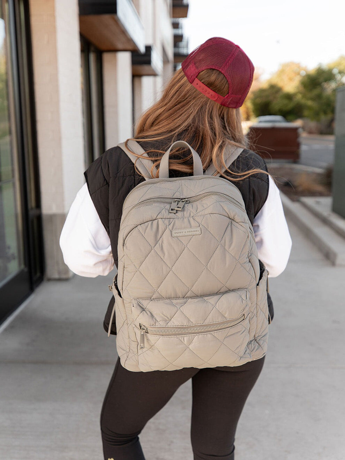 Quilted Brooklyn Backpack grey